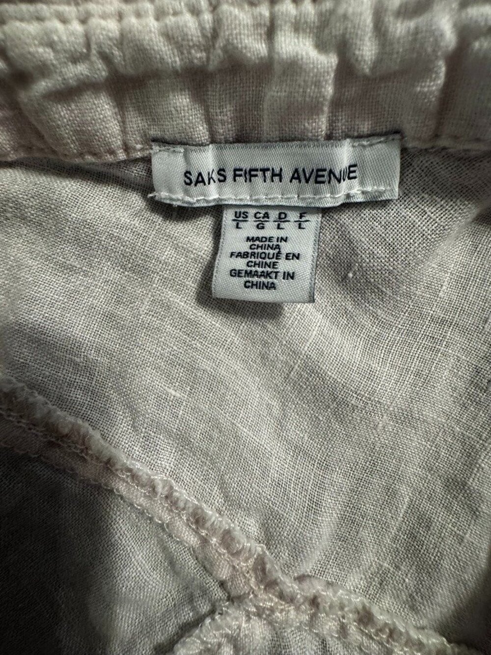 Saks Fifth Avenue Pale Pink 100% Linen Sleeveless Shirt Dress Large Pockets - Picture 4 of 10